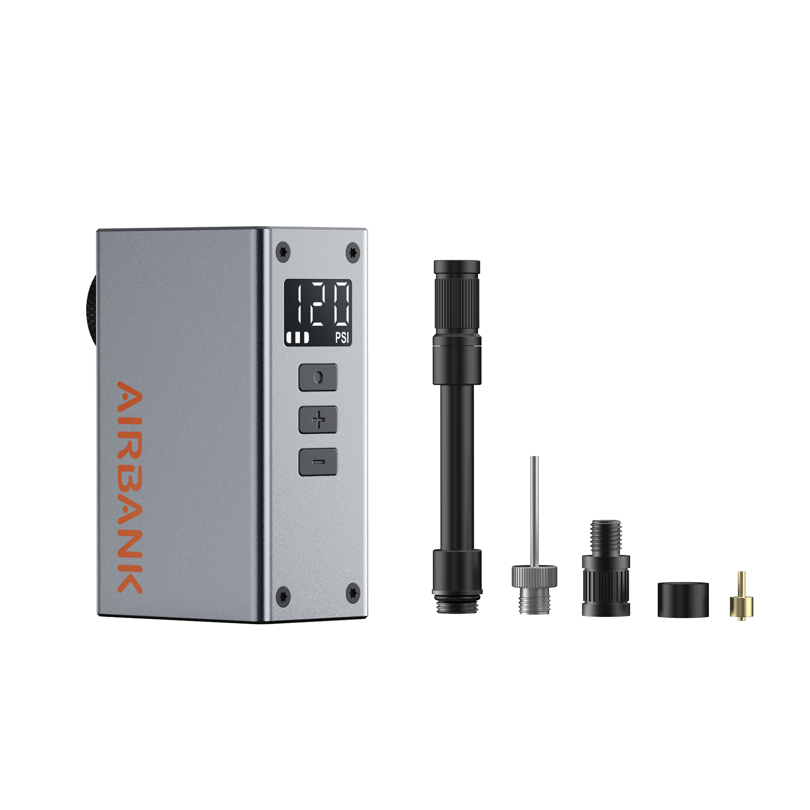 AIRBANK POCKET 2 Pro pump with versatile nozzles for Presta & Schrader valves on bikes and balls